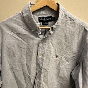 Ralph Lauren Long Sleeve Shirt Mens Size 16.5-34 Button‎ Up Pony Logo FLAW